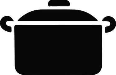 Saucepan Icon Vector. Flat black symbol. Pictogram is isolated on a white background. Designed for web and software interfaces.