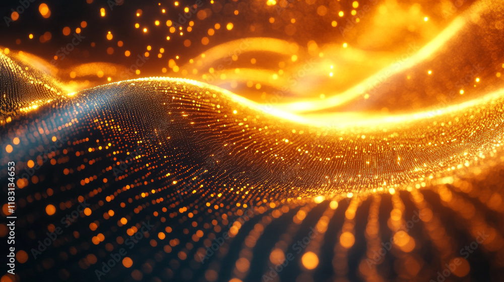 Poster waves of orange light create a mesmerizing pattern in abstract digital art
