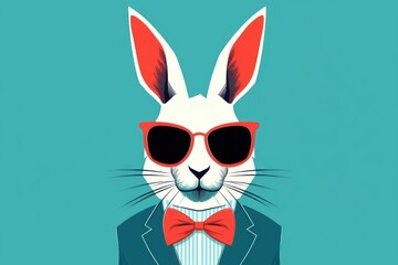 Obraz premium Bunny sunglasses portrait cartoon.