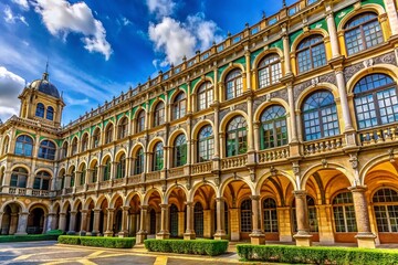 Obraz premium Majestic Architectural Masterpiece: Grand Building with Numerous Windows and Arches - Stock Photo
