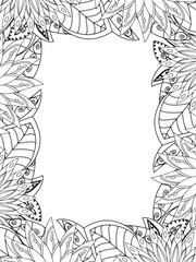 All these designs are hand-drawn and unique 
Beautiful Flowers Border black and white illustration for adult coloring book,
This is a printable Beautiful Zentangle Coloring page for KDP Interior,