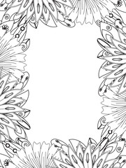 Obraz premium All these designs are hand-drawn and unique Beautiful Flowers Border black and white illustration for adult coloring book, This is a printable Beautiful Zentangle Coloring page for KDP Interior,