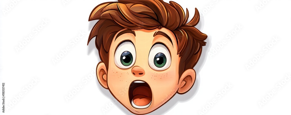 Aufkleber exciting animated character with shocked expression in bright environment playful design engaging ar