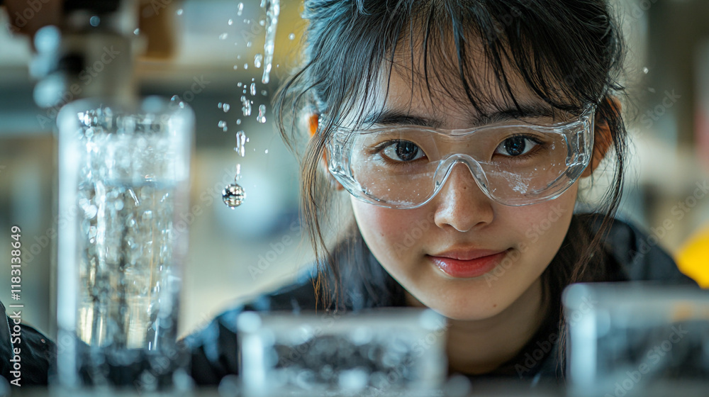 Poster young scientist conducting experiments in a laboratory setting during the daytime