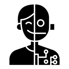 Cyborg icon in glyph style