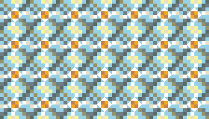 70s vintage color geometric style seamless pattern. Textile patchwork design. Seamless vector illustration.
