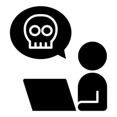 Laptop hacking icon in glyph style