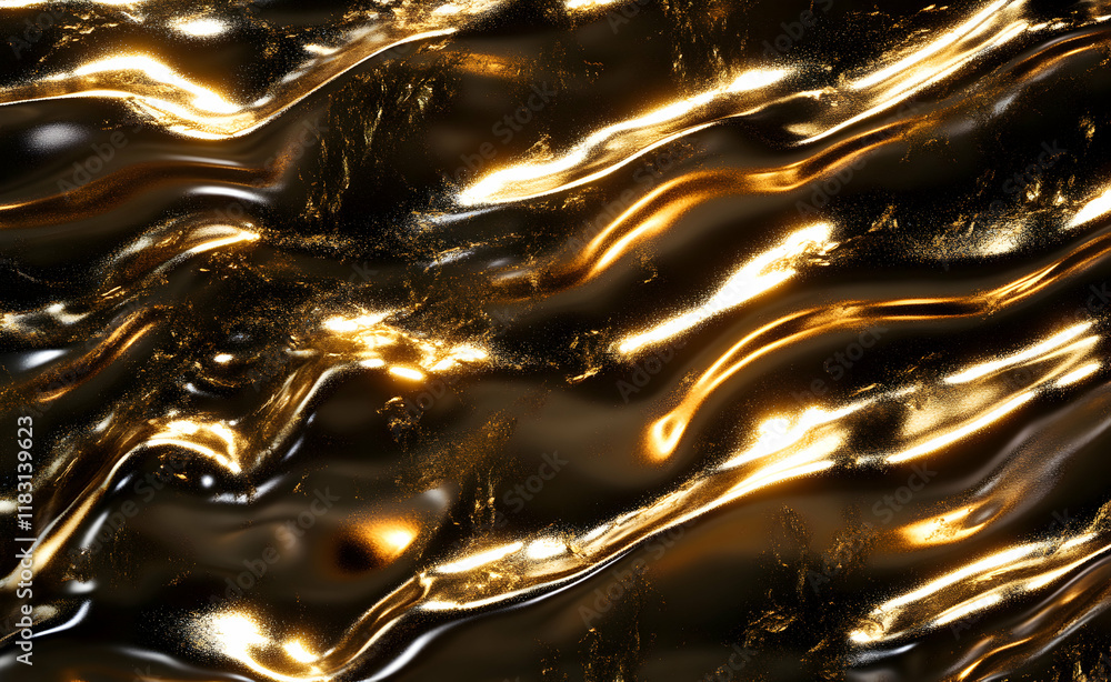 Aufkleber golden streams of light creating a mesmerizing abstract illumination on dark surface