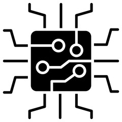 Computer chip icon in glyph style