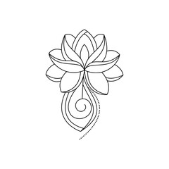 Lotus with mandala  outlines