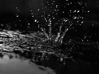 Obraz premium Heavy raindrops splashing on the ground - ai