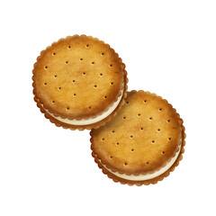 クリーム入りビスケットサンドの手描きイラスト