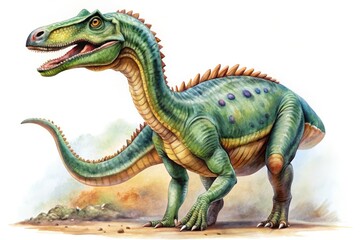 Dakosaurus, a prehistoric marine reptile of the Jurassic and Cretaceous, is vividly portrayed in this high-resolution watercolor painting.