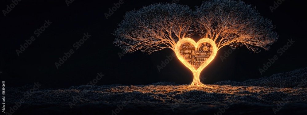 Poster a tree with a heart in the middle of it