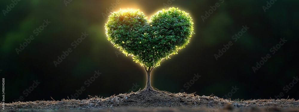 Poster a small tree with a heart shape in the middle