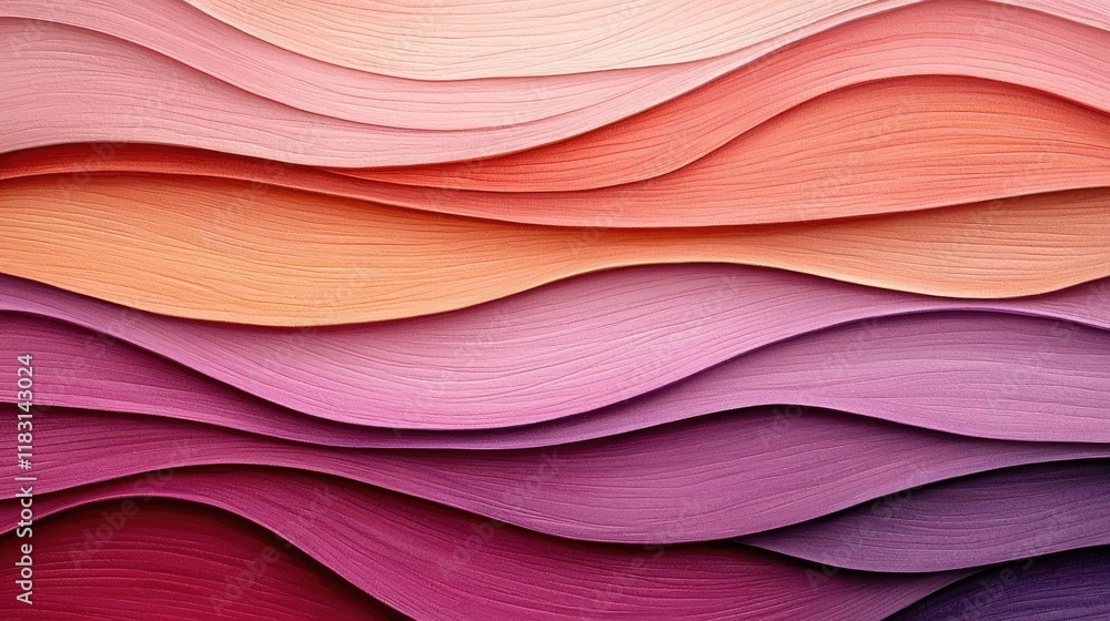 Poster Watercolor abstract background concept. Abstract wave pattern showcasing beautiful shades of pink and peach in smooth layers.