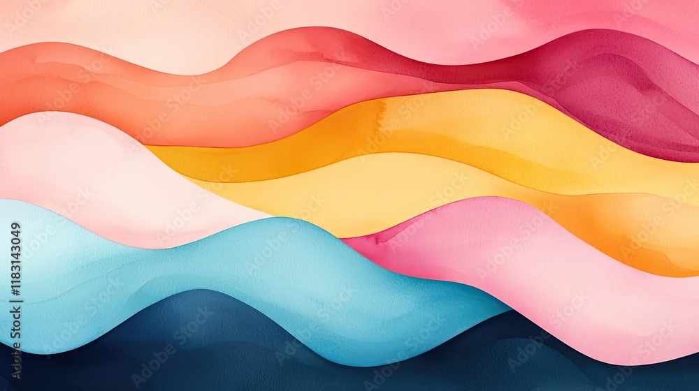 Poster watercolor abstract background concept. abstract wavy lines in vibrant colors creating a modern, art