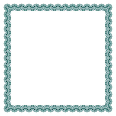 Luxury green floral rectangle corner certificate page border pattern line photo thai frame islamic wedding invitation background