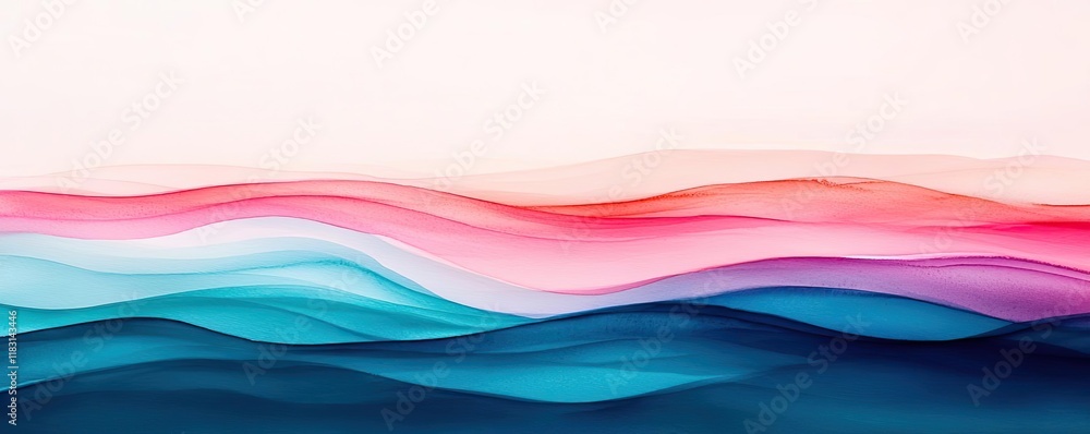 Aufkleber Watercolor abstract background concept. Abstract waves in soft colors create a calming, artistic visual for creative projects.