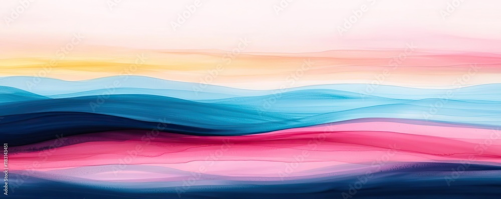 Poster watercolor abstract background concept. a vibrant abstract wave pattern in soothing colors for artis