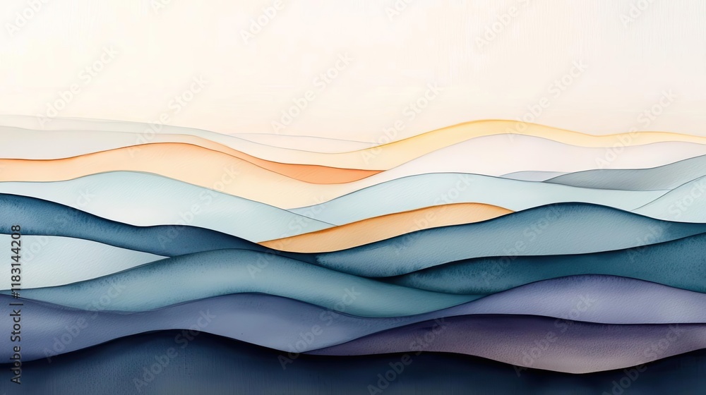Aufkleber watercolor abstract background concept. abstract waves in soft colors create a serene and calming la