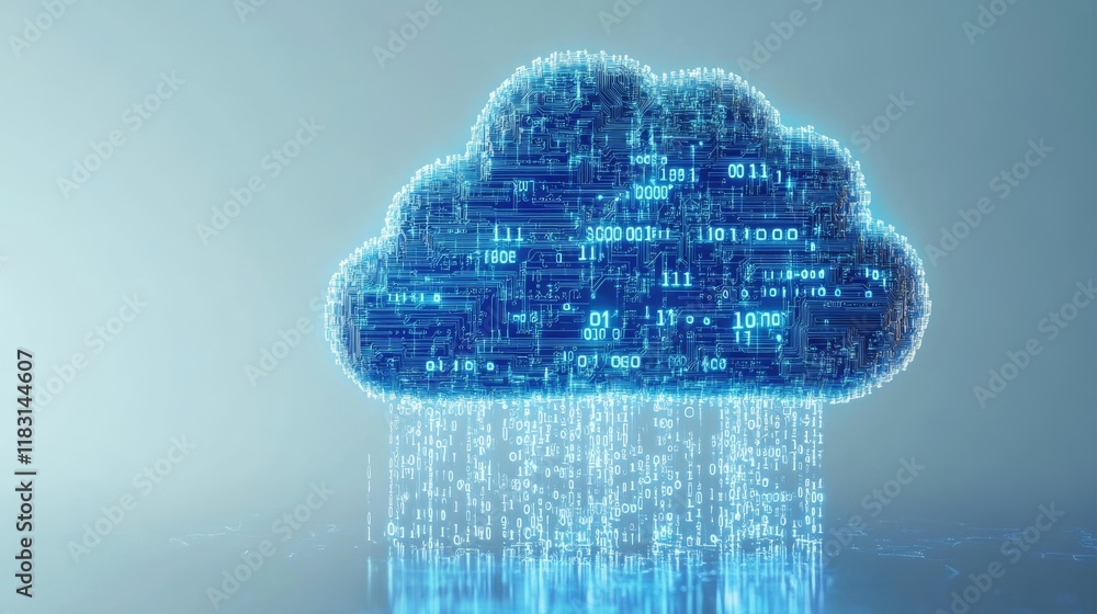 Poster digital rain: data streaming from the cloud