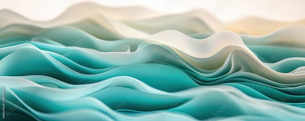 Poster Layer abstract background concept. Abstract wave patterns in soothing teal and cream colors create a serene visual.