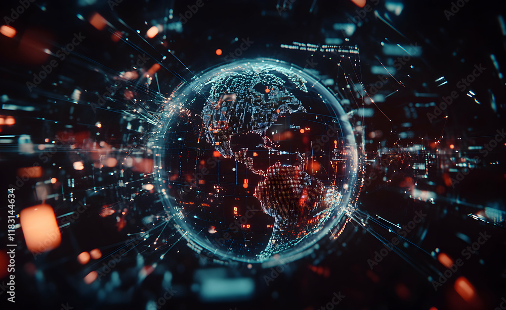 Poster digital globe: a visual representation of global connectivity