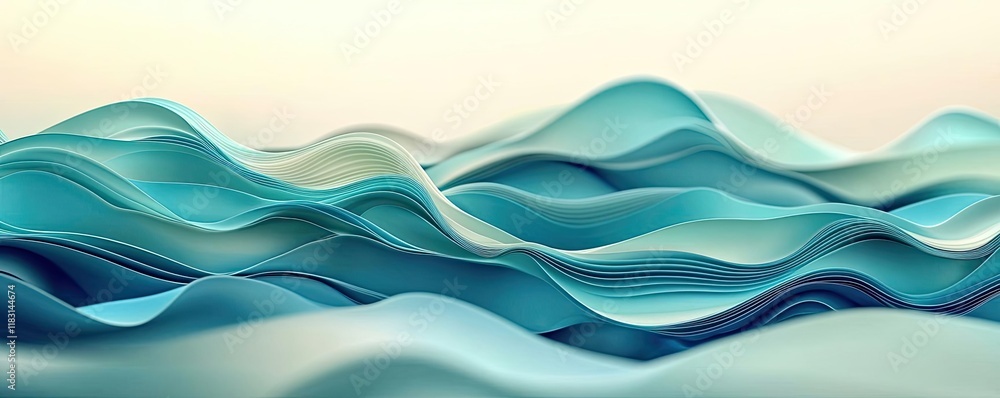 Poster layer abstract background concept. abstract waves in soothing shades of blue and green create a tran