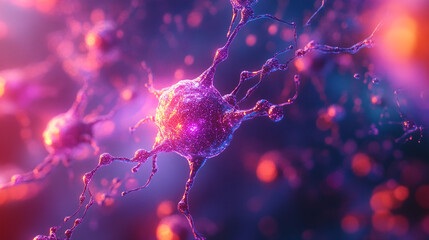 Colorful neural network with glowing neurons and synapses in abstract digital art