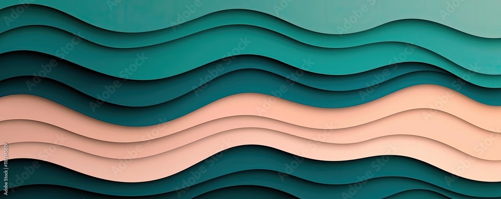 Poster Layer abstract background concept. Abstract design featuring layered waves in soothing colors for modern creativity.