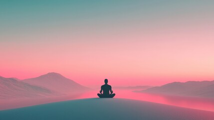 A person is sitting on a hill overlooking a body of water