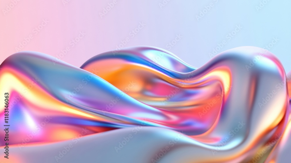 Poster flowing metallic waves create a stunning display of color and texture, offering an abstract glimpse 
