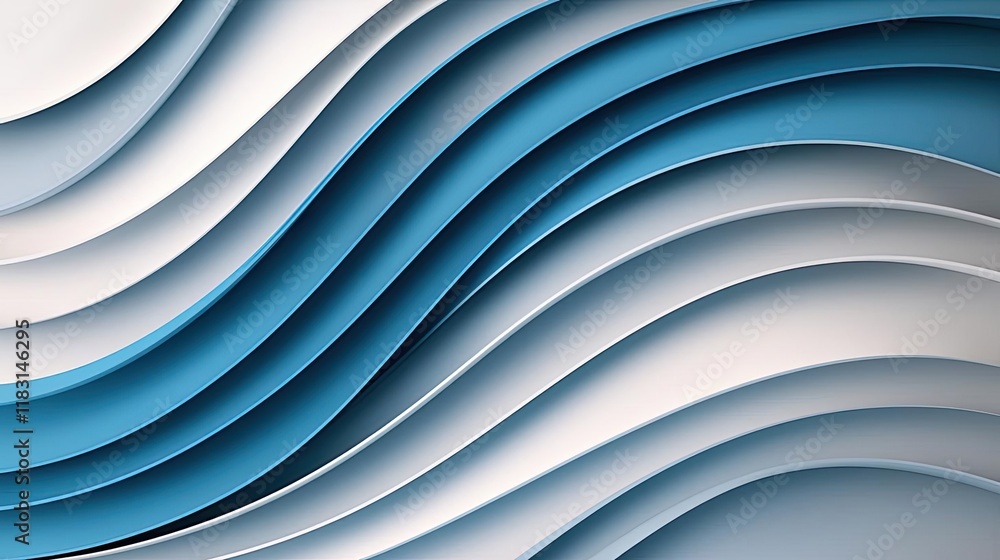 Aufkleber layer abstract background concept. elegant wave pattern in soothing blue and white tones for modern 
