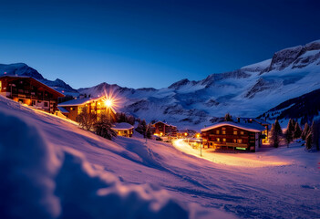 val night panorama vale city france ski posture alpine village nature savoiard sport three site