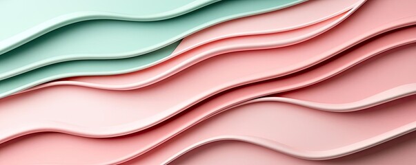 Obraz premium Layer abstract background concept. Aesthetic wavy patterns in soft pastel colors for creative design projects.