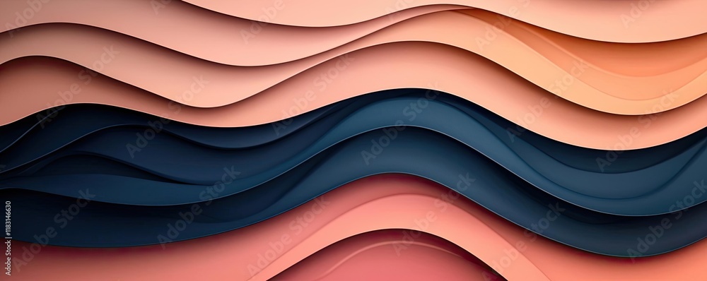 Aufkleber Layer abstract background concept. Abstract layered waves in soft hues creating a modern and soothing visual effect.