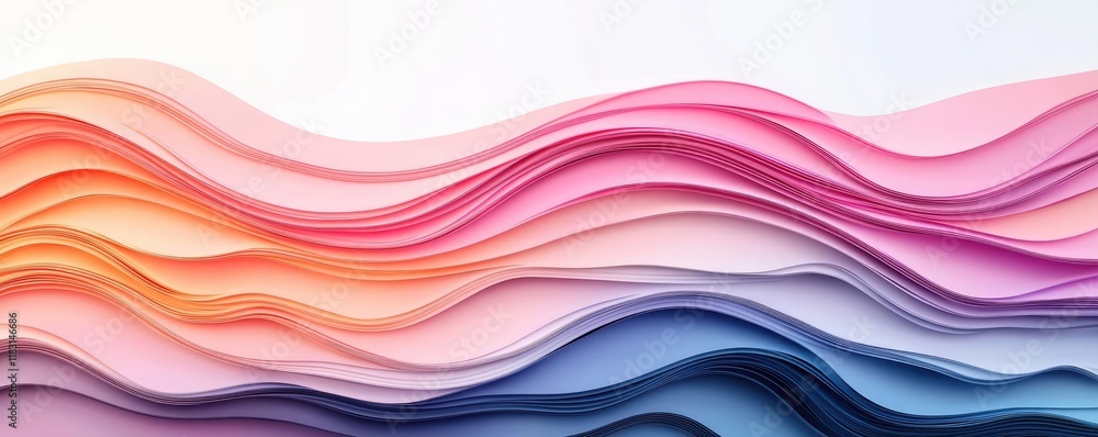Poster Layer abstract background concept. Colorful abstract waves in various shades create a smooth, fluid visual experience.