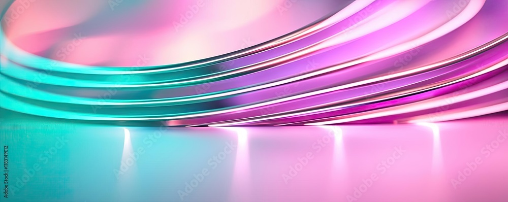 Poster Layer abstract background concept. Colorful abstract wavy background with gradient lights in pink and turquoise tones.