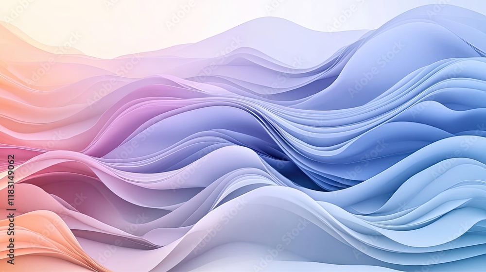 Poster Layer abstract background concept. Abstract wavy patterns in soft colors creating a tranquil and modern design element.