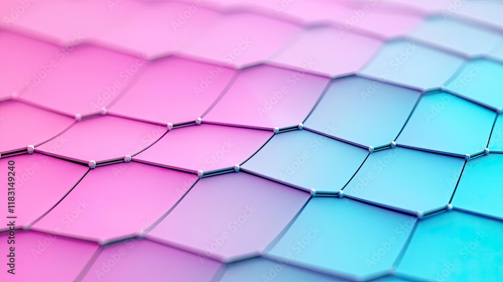 Aufkleber Matrix abstract background idea. Vibrant hexagonal pattern in pink and blue hues for modern design projects.