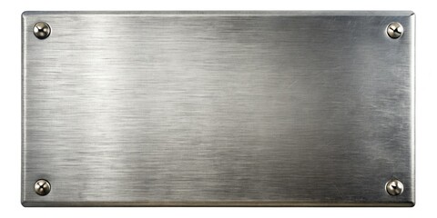 Obraz premium High-resolution stock photo: brushed silver, distressed metal plaque; industrial signage, perfect for design projects.