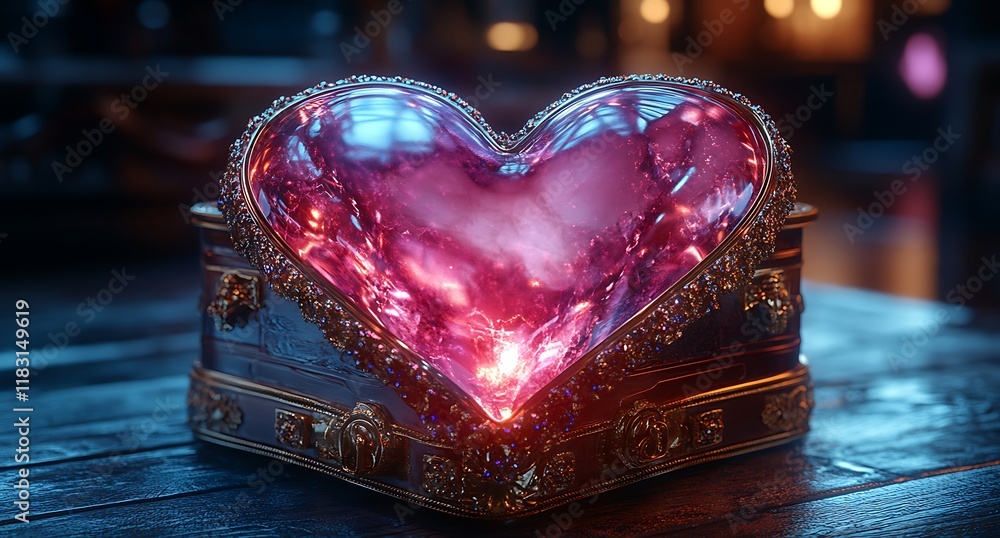 Poster Heart-shaped Object with Soft Light Inside