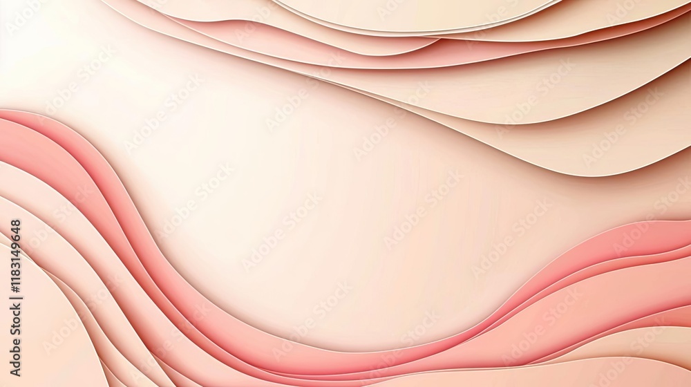 Poster Layer abstract background concept. Abstract layers with soft curves in muted pink and beige tones for creative designs.