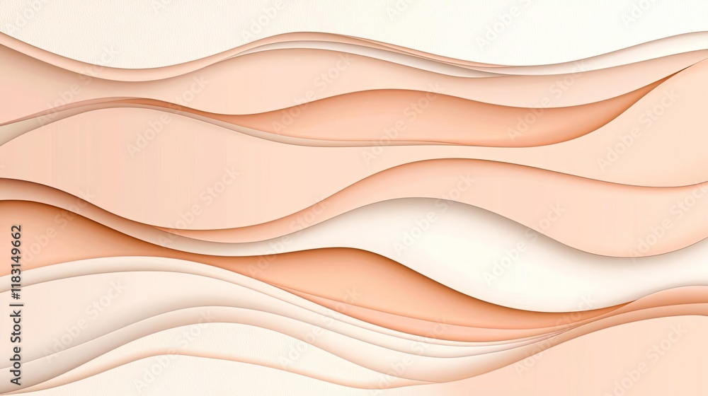 Aufkleber Layer abstract background concept. Abstract waves in soft peach tones create a soothing modern background design.