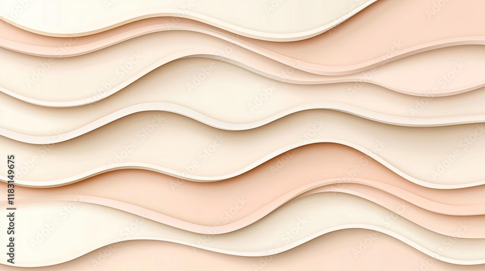 Aufkleber Layer abstract background concept. Elegant wavy patterns in soft neutral tones creating a serene and modern aesthetic.