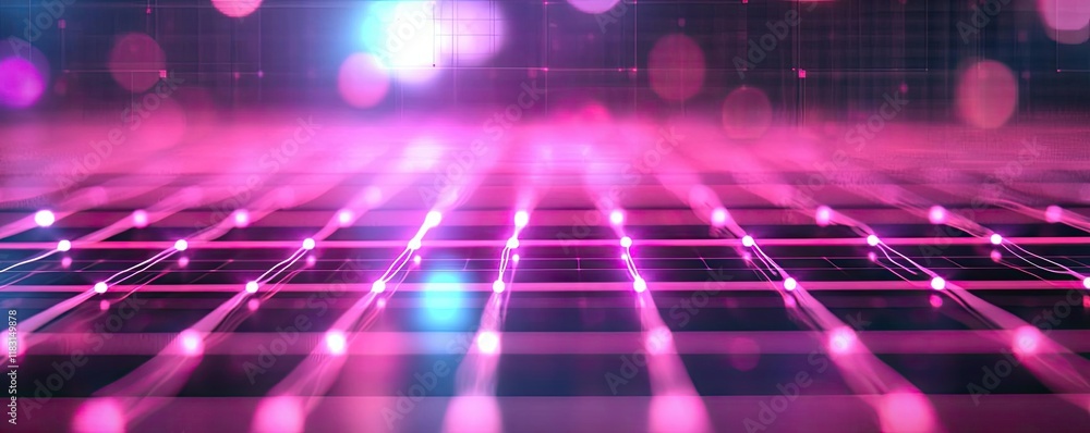Poster matrix abstract background idea. futuristic digital grid with vibrant pink lights for tech-themed pr