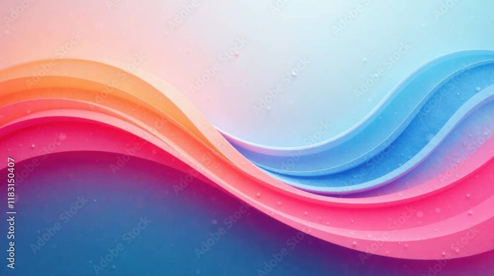 Poster abstract colorful waves design smooth pastel hues and gentle curves
