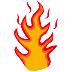 Cartoon Flame Illustration. Red and Yellow Flame. Isolated Vector Graphic in Flat Style.