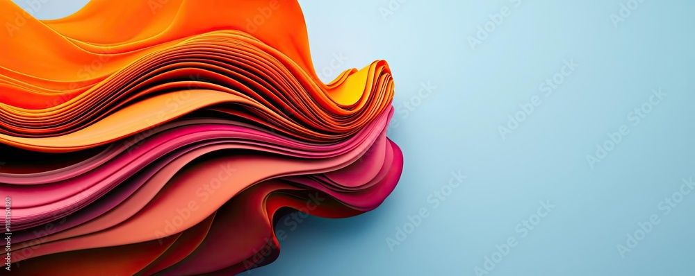 Aufkleber Layer abstract background concept. Vibrant waves of colorful paper create a dynamic and artistic backdrop.